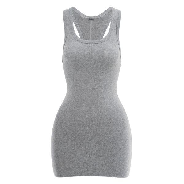 Ribbed Racerback Mini Dress Grey – Davis Active