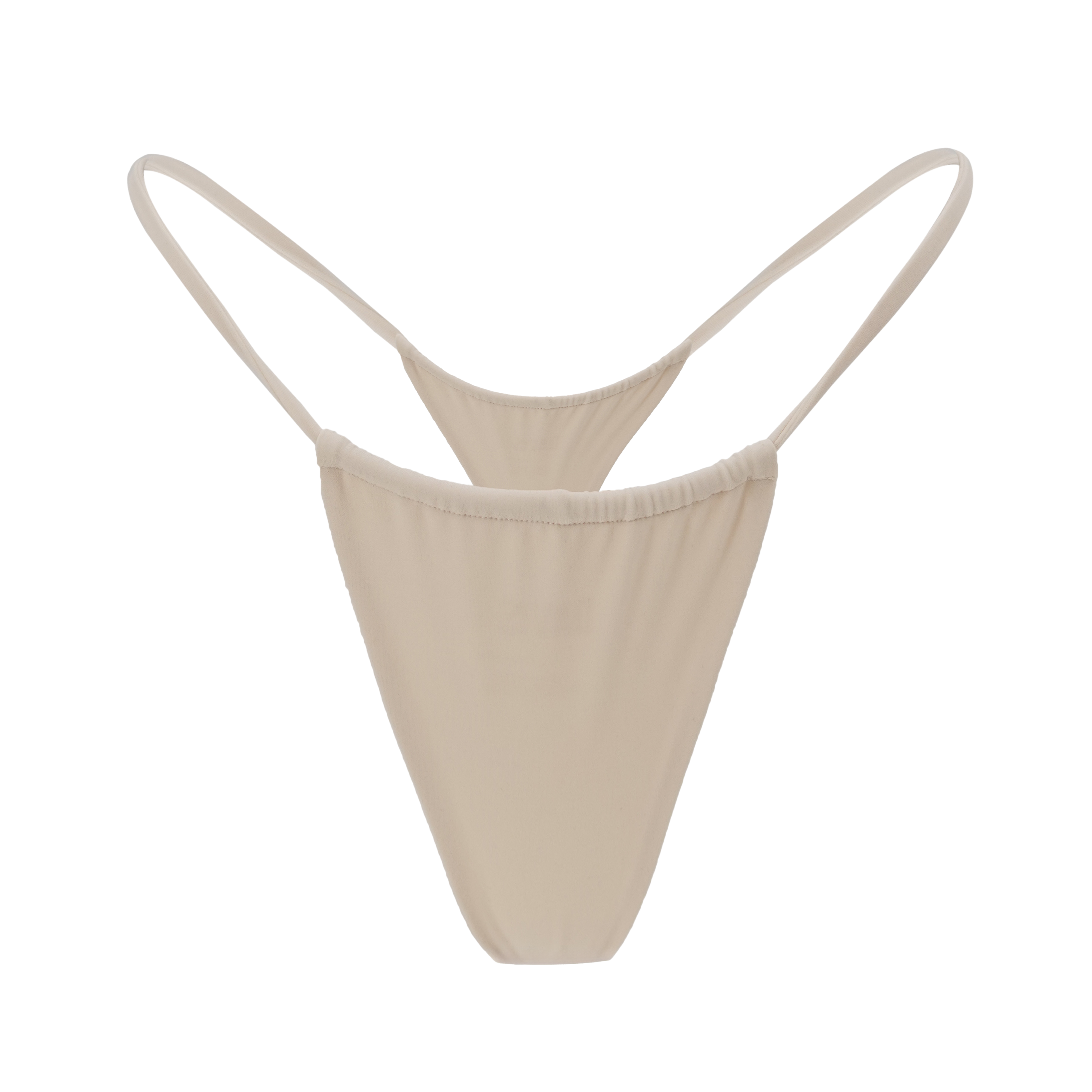 String Thang Swim Ruched String Thong Beige – Davis Active