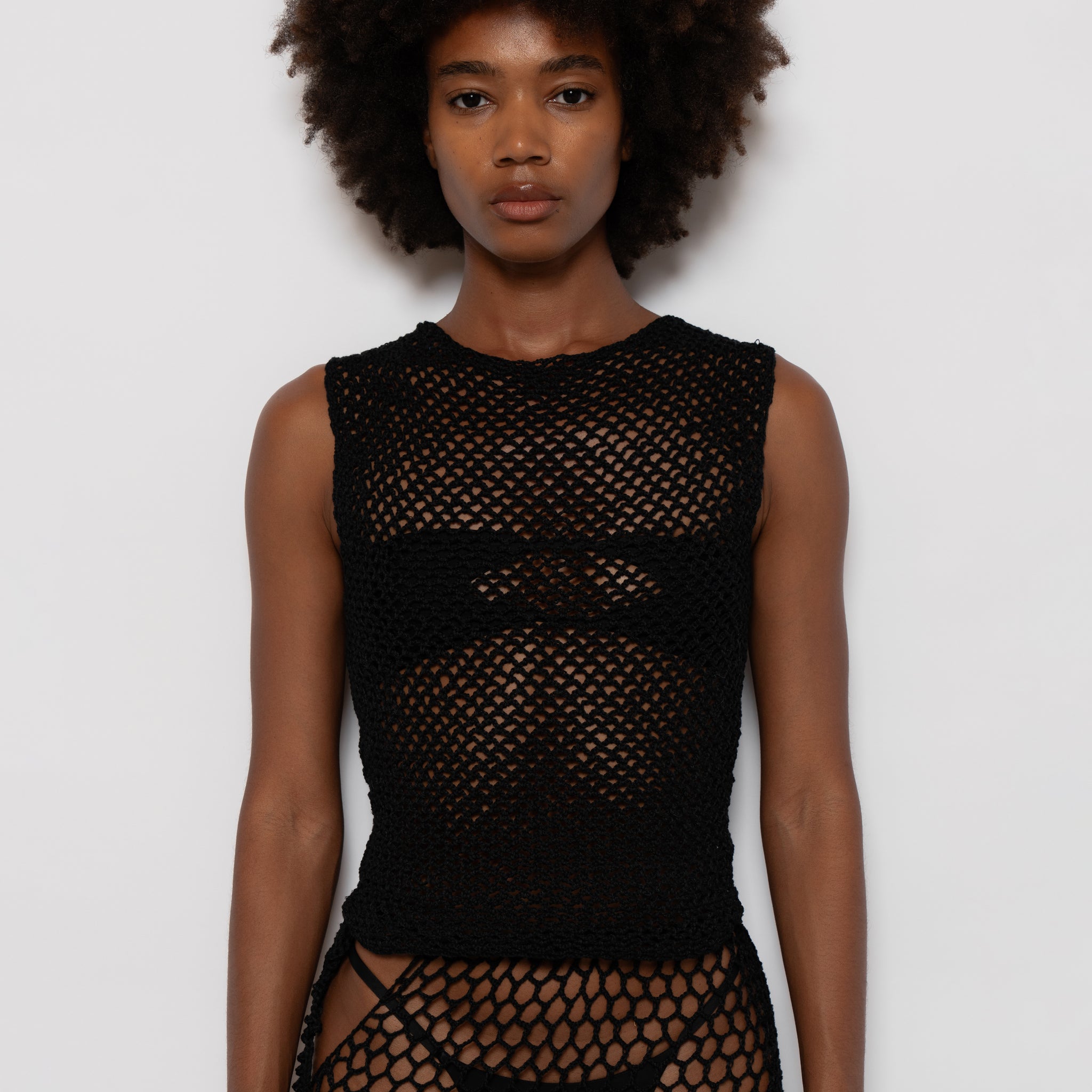 Crochet Open Back Top Black – Davis Active